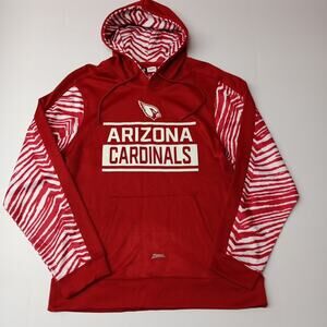 Zubaz NFL Mens M Arizona Cardinals Team Color Zebra Accents Pullover Hoodie NWOT